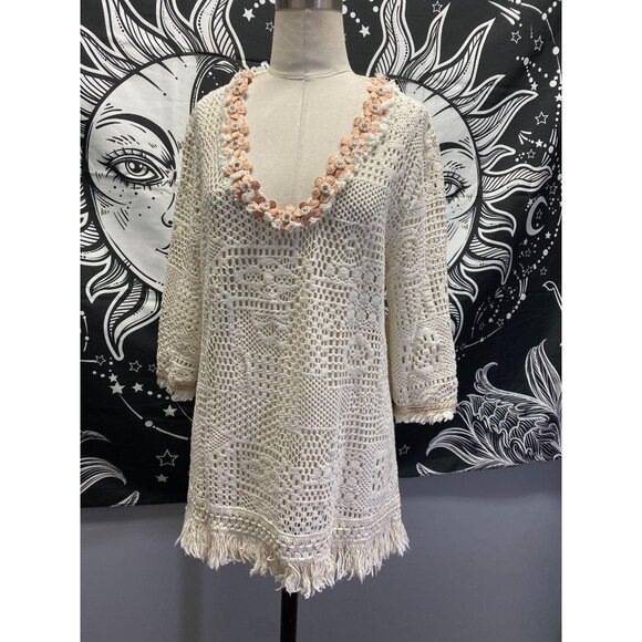 Nkn Nekane Made In Spain Kaftan Cover Up Dress Crochet Lace  S/M - Picture 3 of 4